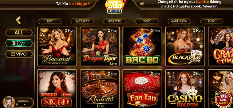 Sảnh Trò Chơi LiveStream Casino HitClub Đẳng Cấp Chuyên Nghiệp