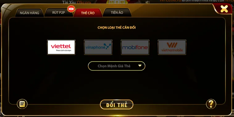 Rút tiền qua thẻ cào  - phương thức được ưu tiên sử dụng tại Hitclub.
